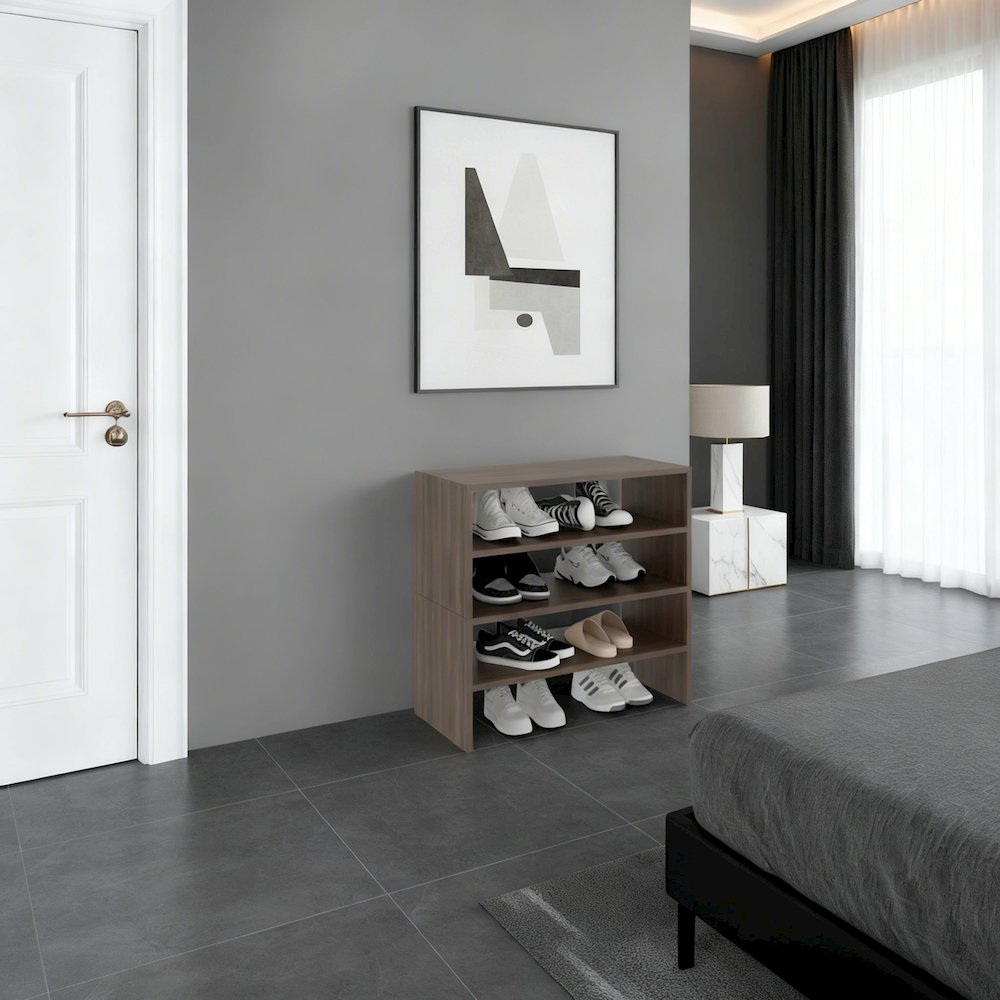 Modern Shoe Rack Multi Tier Storage for Bedroom and Entryway, Gray Walnut. Picture 2