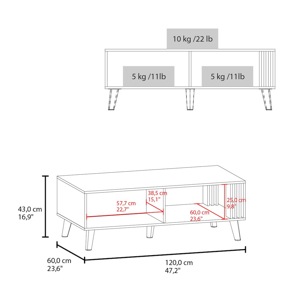 Govan Coffee Table with a Door, Conical Legs, and Open Storage, Wengue. Picture 2