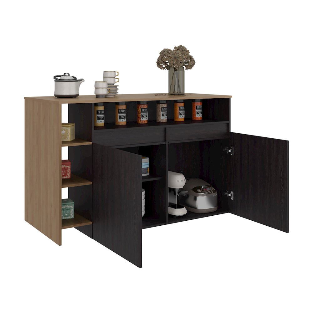 Abril Kitchen Island with Storage Cabinet, Shelves and Appliance Space. Picture 5