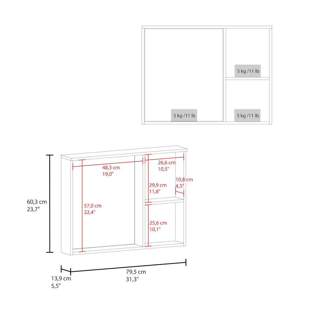 Milan Wall Medicine Cabinet, White. Picture 3