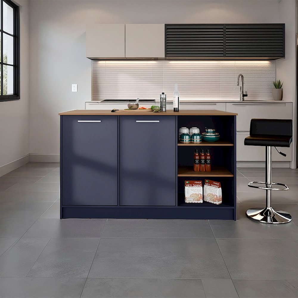 Red Rock Kitchen Island with 2 Doors and Open Storage. Picture 2