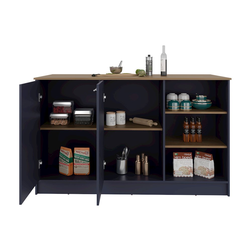 Red Rock Kitchen Island with 2 Doors and Open Storage. Picture 5