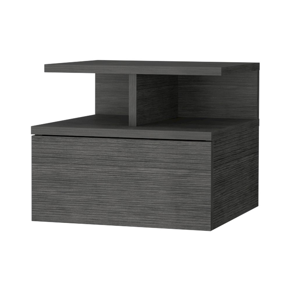 Augusta Floating Nightstand with 2-Tier Shelf and 1-Drawer. Picture 1