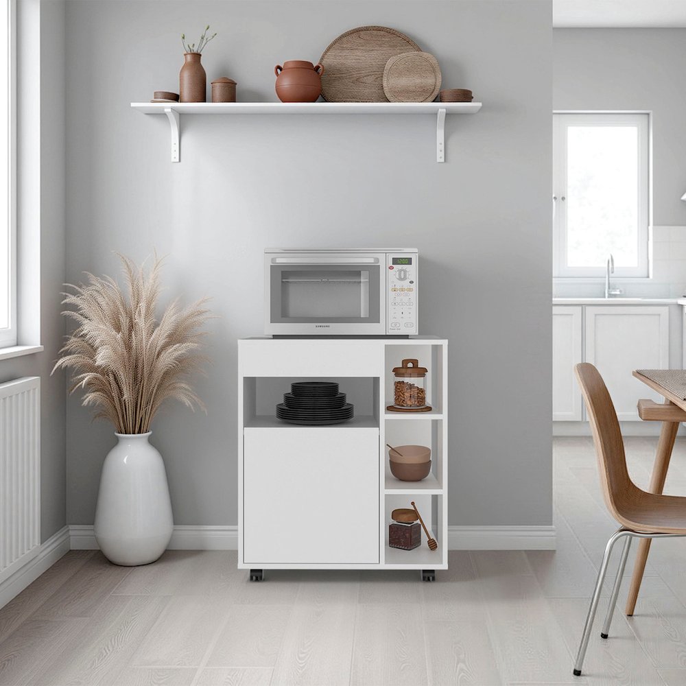 Space-Saving Microwave Cart Cabinet,Storage, Microwave Stand, and Rolling Wheels. Picture 2