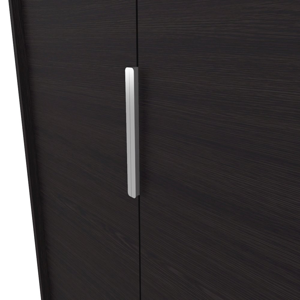 Wardrobe Berlin, Two Doors, Hanging Rod, Two Shelves, Shoe Rack, Bedroom, Wengue. Picture 5