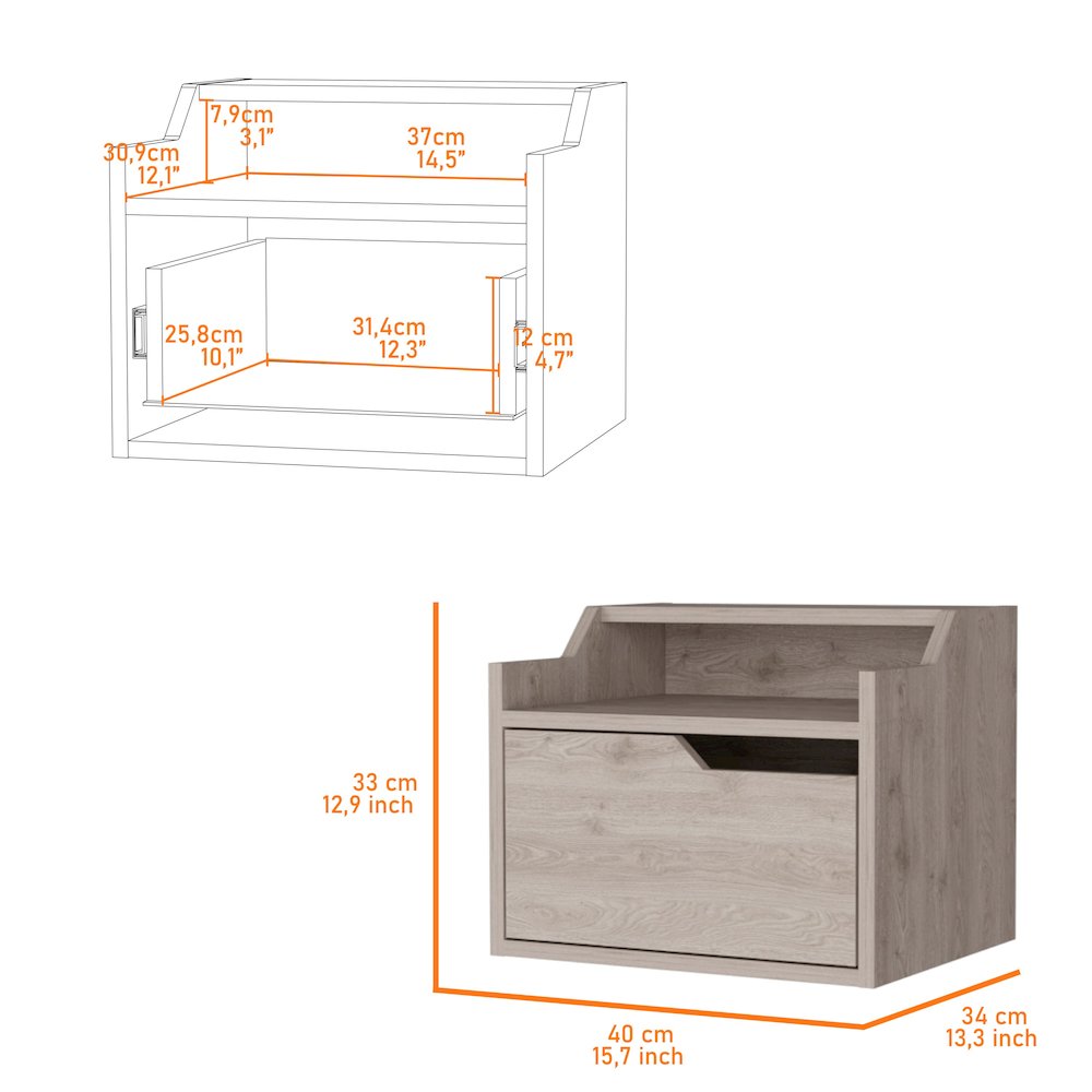 Florence Floating Nightstand with Drawer and Dual-Shelf Display. Picture 5