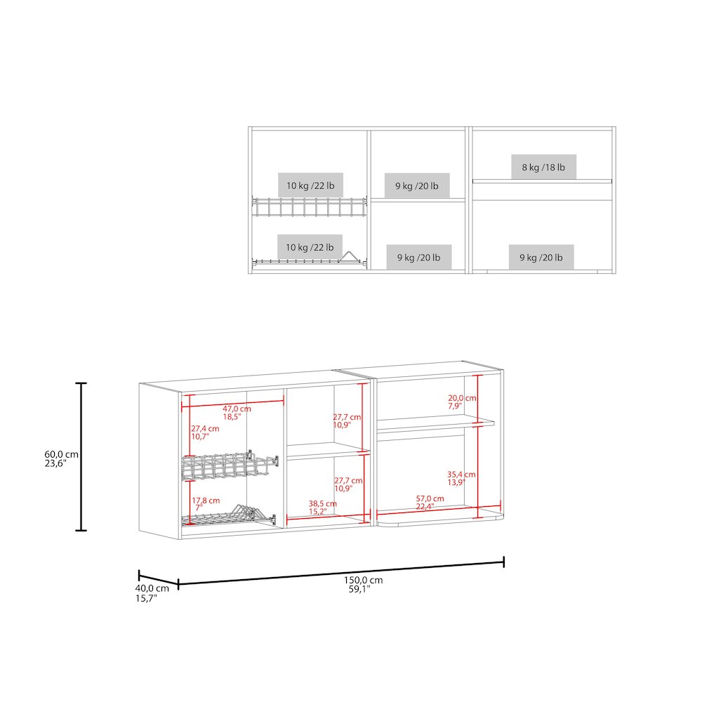 Wall Cabinet with Open Compartment, Dish Rack and Versatile Storage for Kitchens. Picture 3