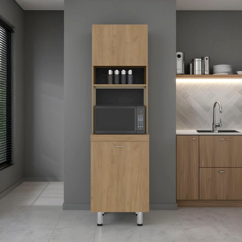 Arlo Multi-Purpose Tall Storage Cabinet with Open Shelving and Lower Cabinet. Picture 2