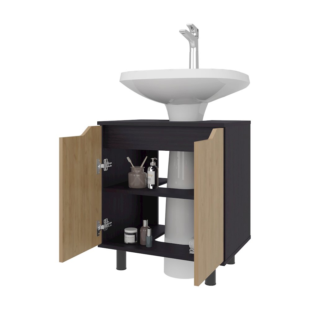 Under Sink Storage Cabinet with Double Doors, Adjustable Shelves. Picture 2