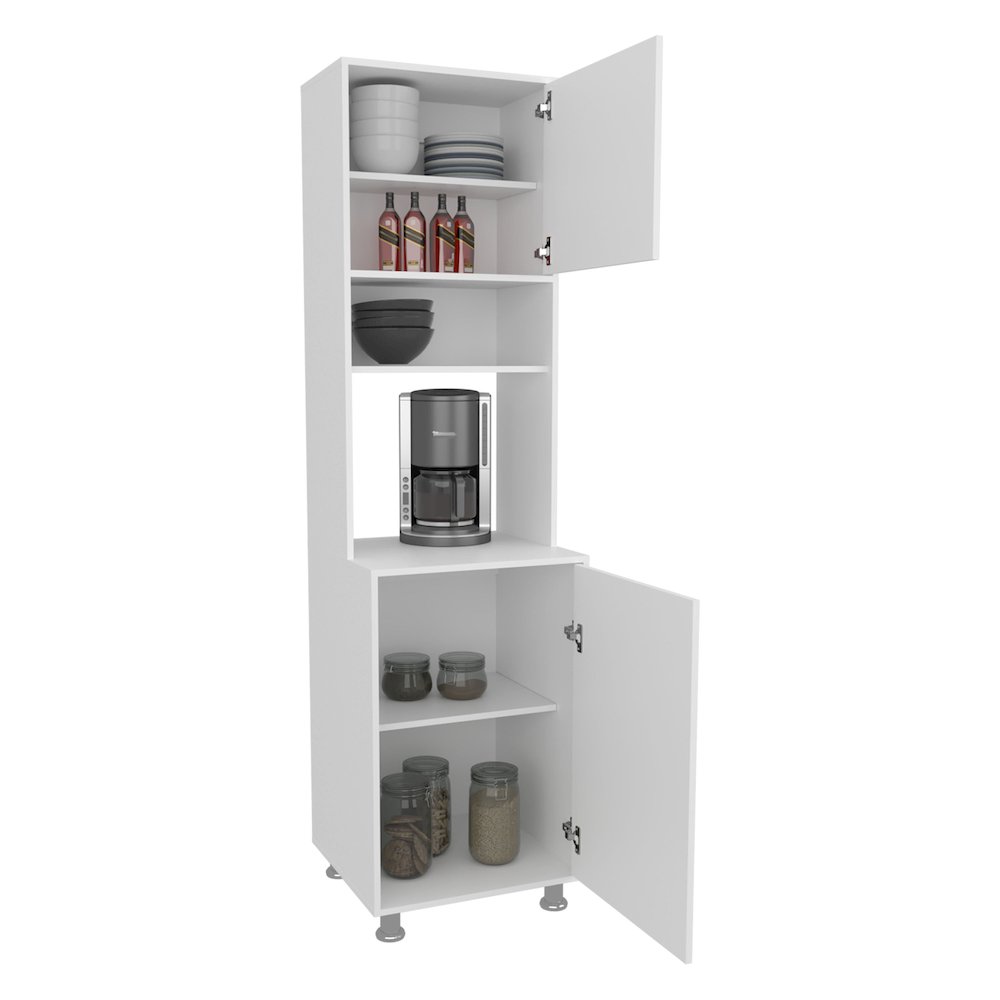 Buckeye Kitchen Pantry with Open Storage and 2 Doors,  White. Picture 8