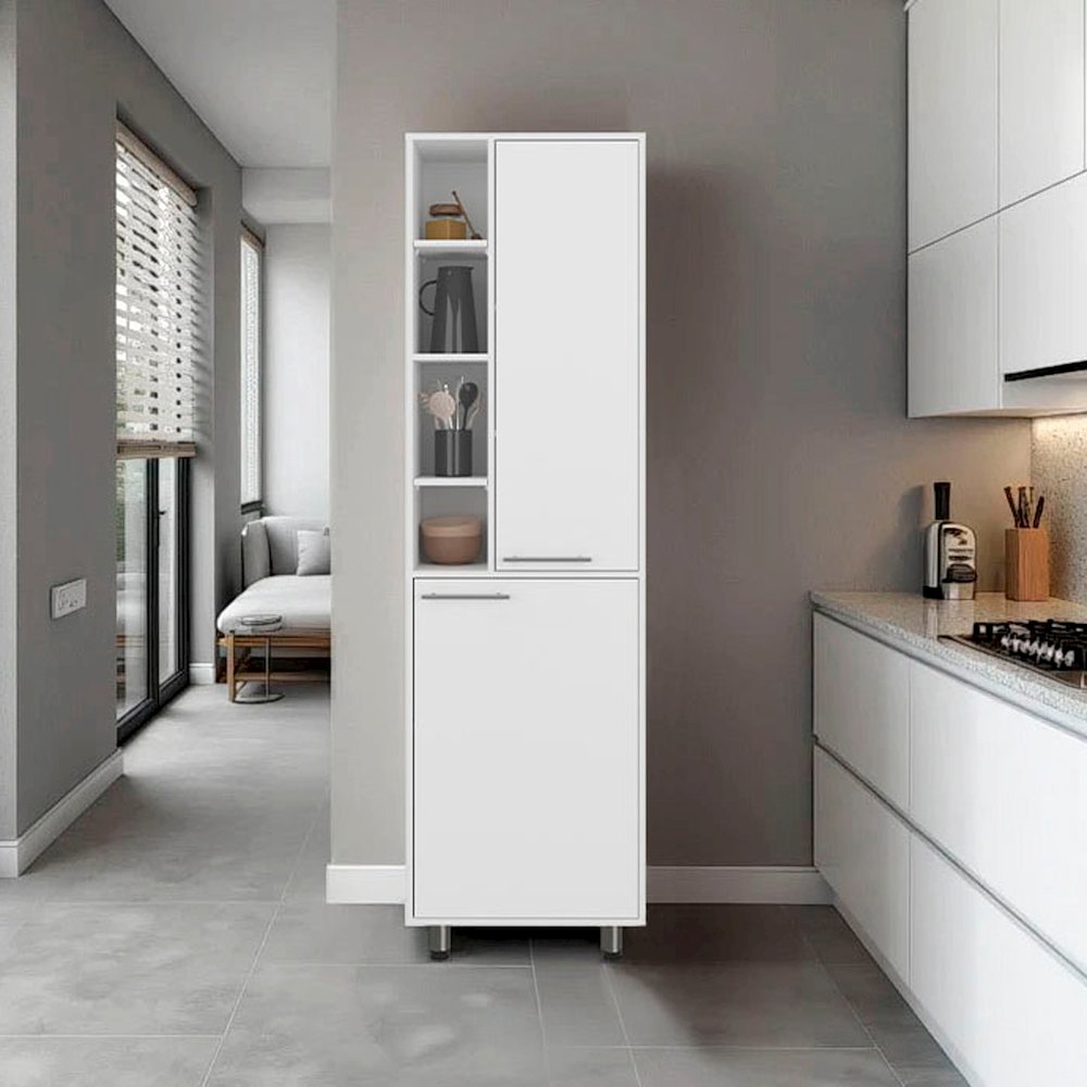 Florence Kitchen Pantry, Multiple Open and Closed Shelves, Modern Design, White. Picture 6