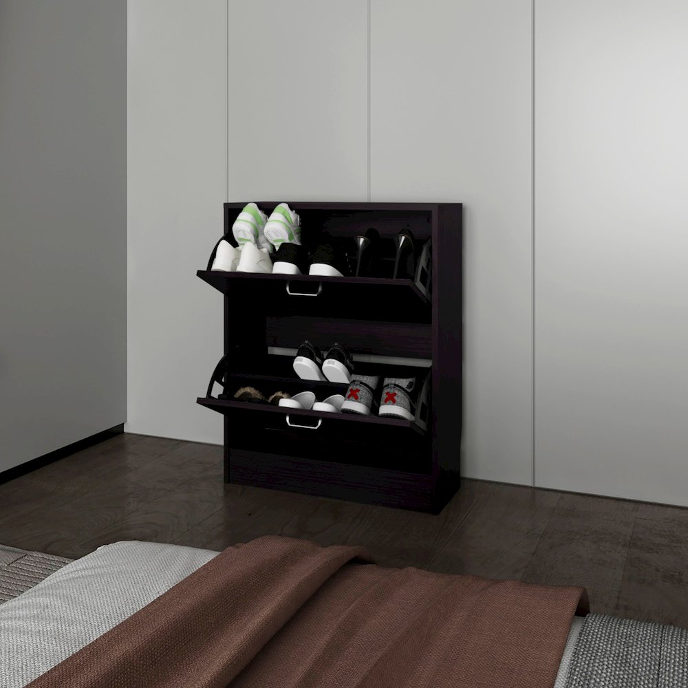Ozzy Shoe Cabinet, 2 Tilt-Out Doors, Slim Design, Internal Supports, Wenge. Picture 5