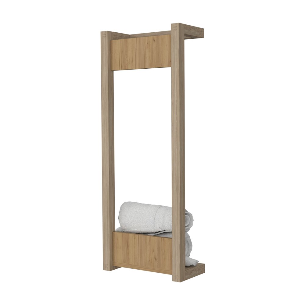 Towel Rack, wall-mounted design, open vertical frame, Natural Oak. Picture 5