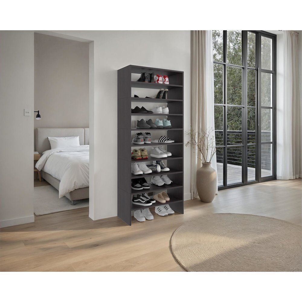 Houston Modern Shoe Rack Stylish Design for Bedroom and Hallway, Wengue. Picture 6