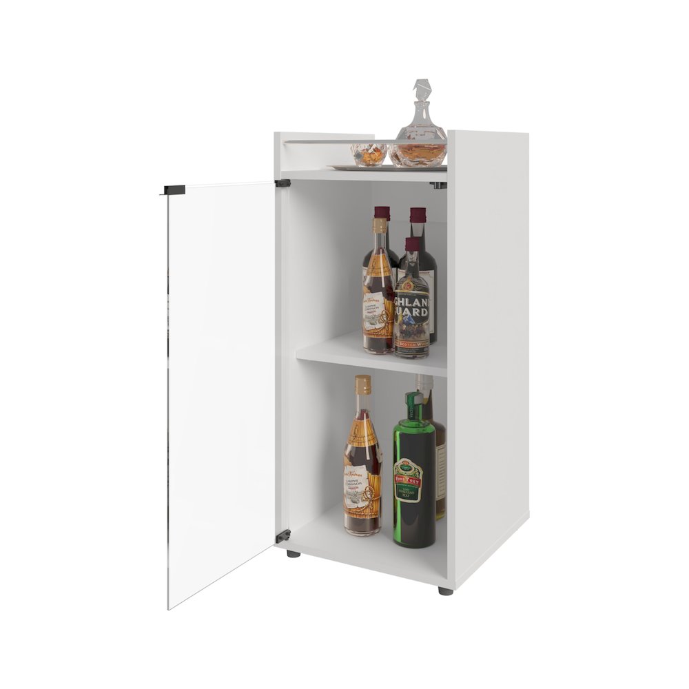 Glass Door Bar Cabinet with Shelves, White. Picture 5