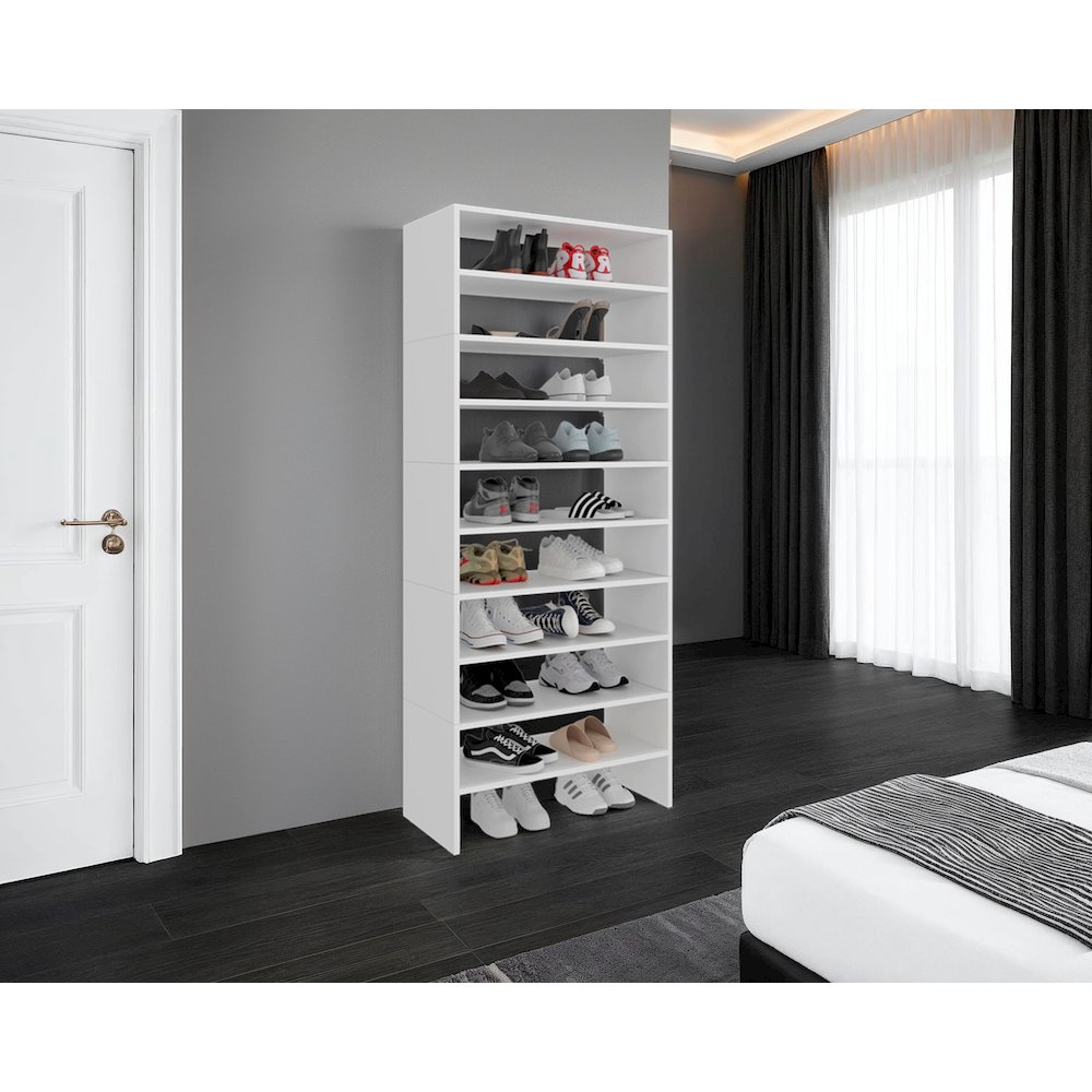 Berlin Shoe Rack with Open Shelves,  Ideal for Modern Home Spaces, White. Picture 7
