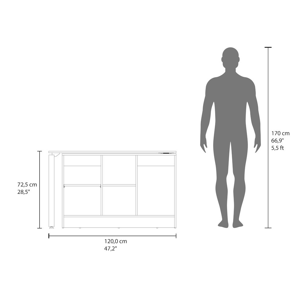 Elfrida Desk, Two Open Storage Shelves, White. Picture 5