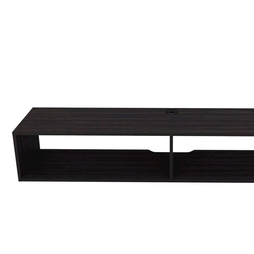 Central Floating media rack in melamine with two shelves, Wengue. Picture 5