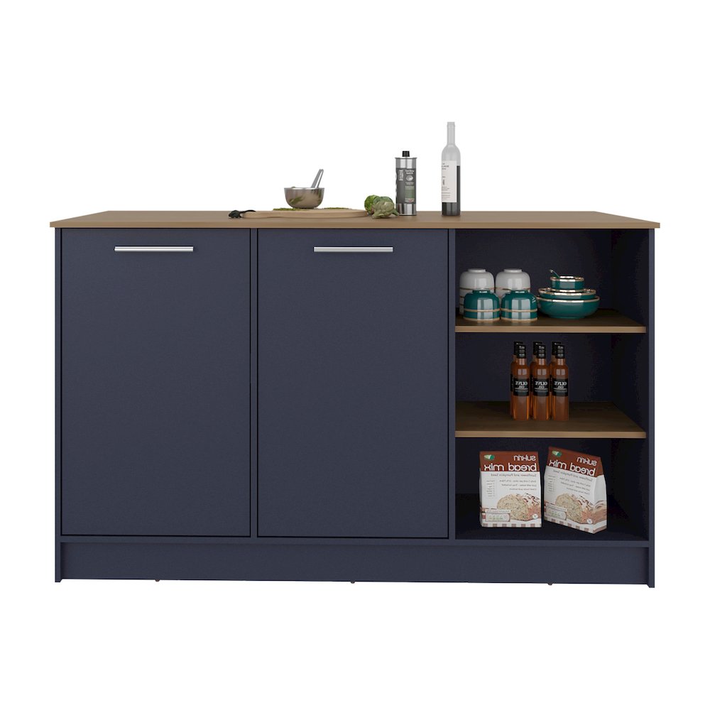 Red Rock Kitchen Island with 2 Doors and Open Storage. Picture 4