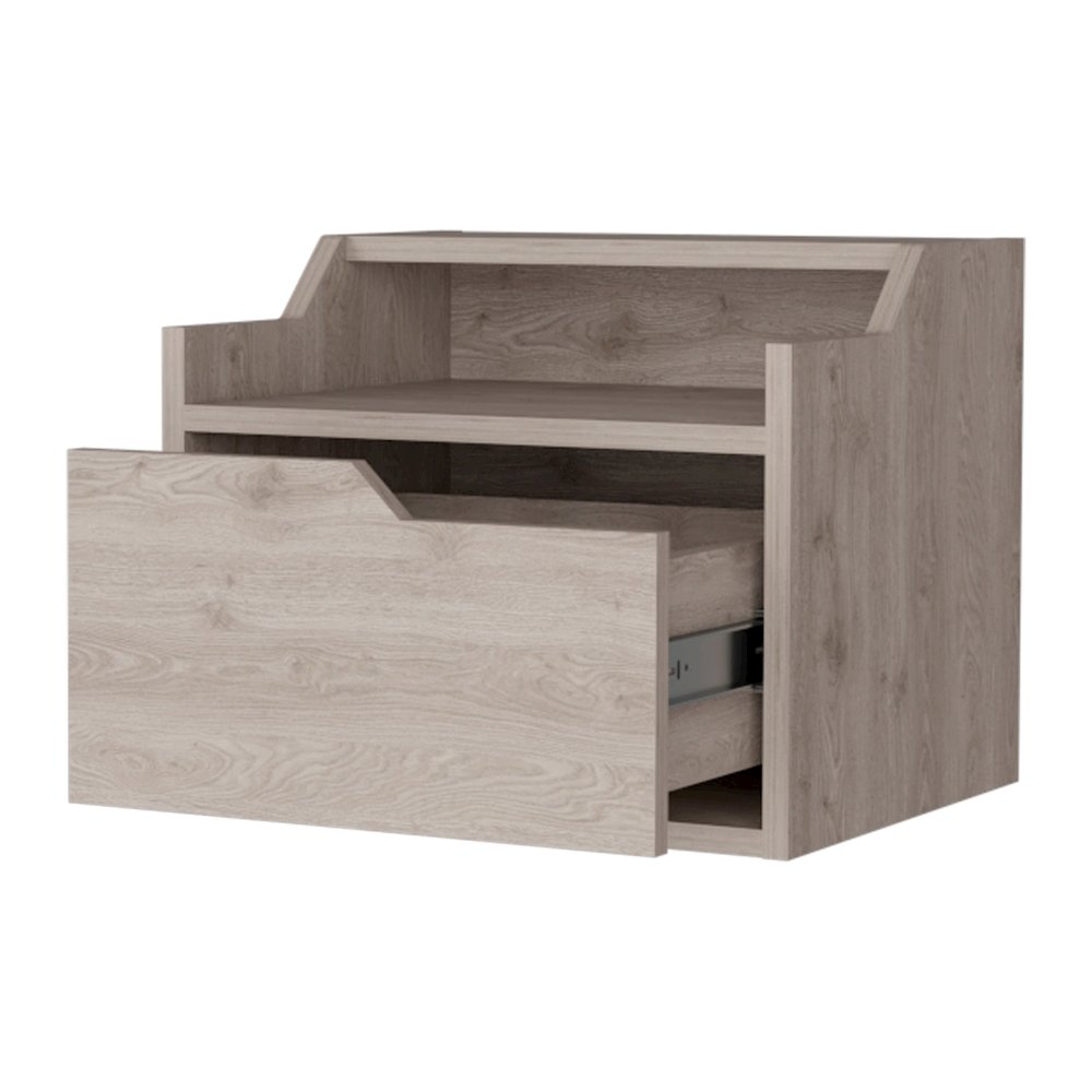 Florence Floating Nightstand with Drawer and Dual-Shelf Display. Picture 4