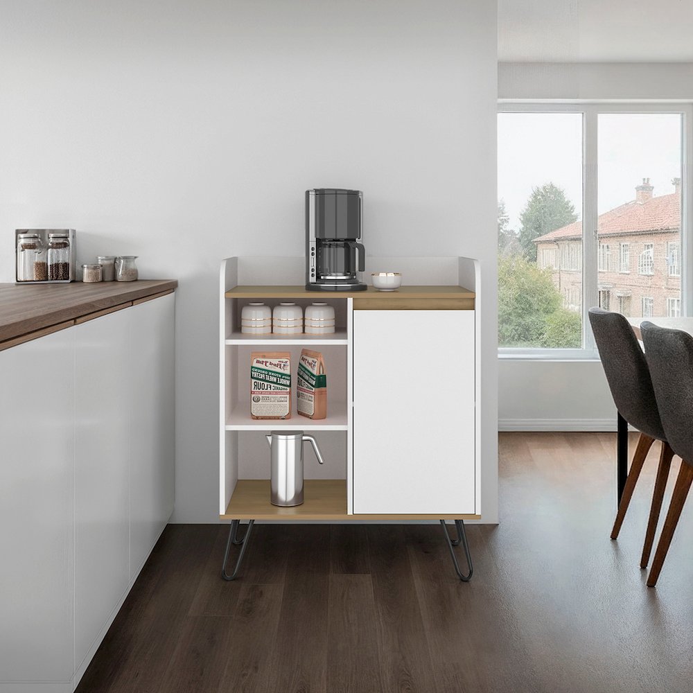 Dallas Modern Coffee Station Cabinet with Shelves and Door for Kitchen Storage. Picture 2