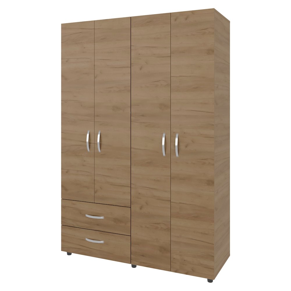 Fifty Modern 2-Door Wardrobe with Shelves and Drawers. Picture 1