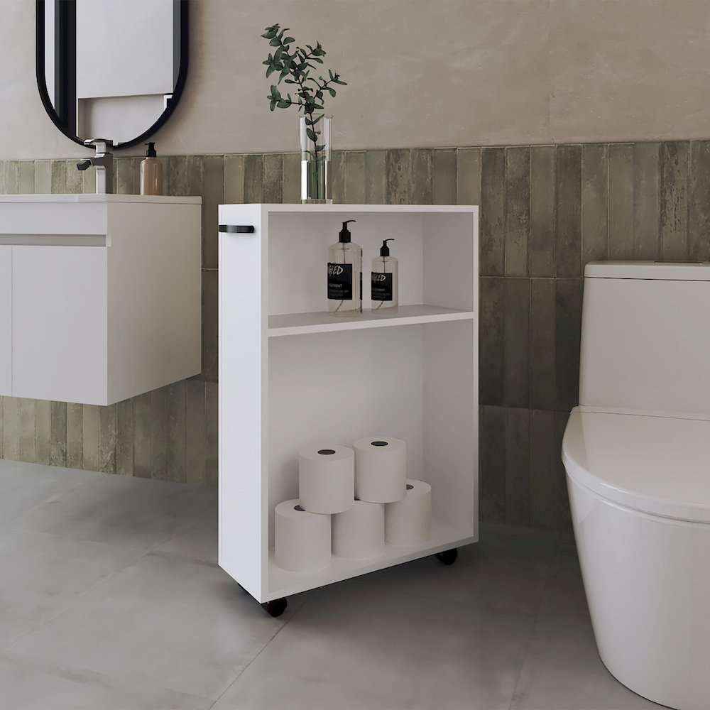 Concho Rolling Storage Cart,  Versatile Compact Design, White. Picture 5