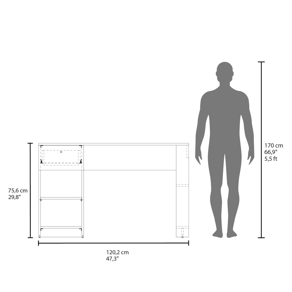 Sun City Computer Desk with a Drawer and Open Storage, Wengue. Picture 8