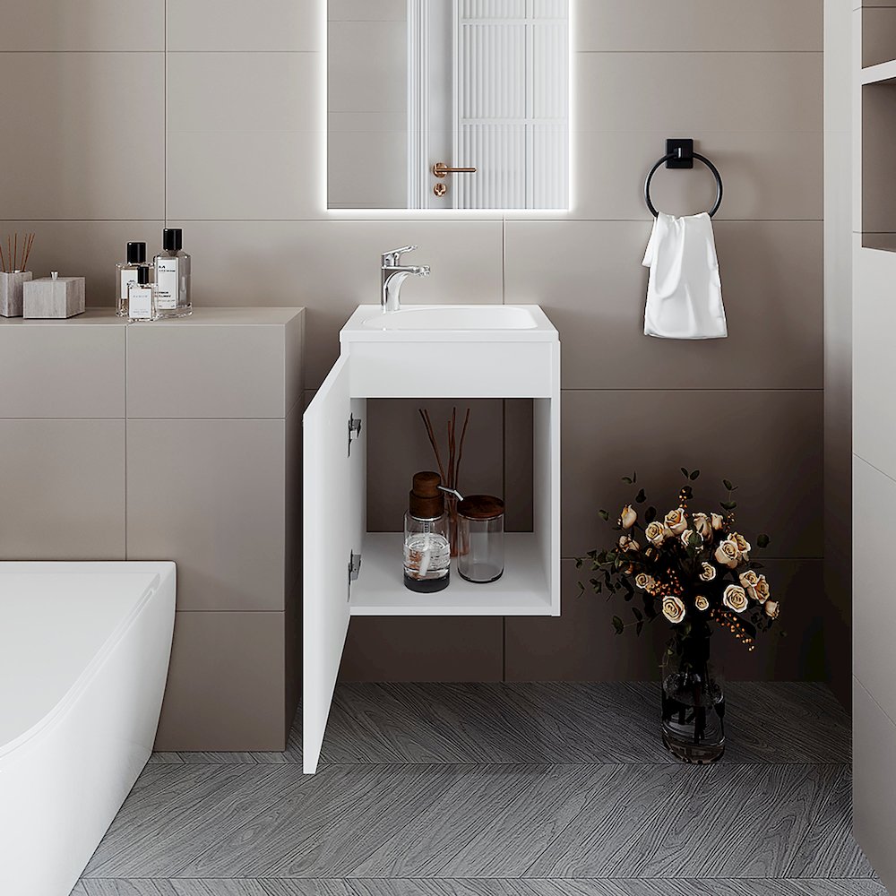 Haigleer Creek Bathroom Vanity with Integrated Sink and Faucet, White. Picture 3
