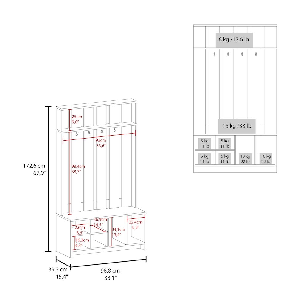 Van Hall Tree in Melamine, Open Storage y Coat Space, Smoke. Picture 2