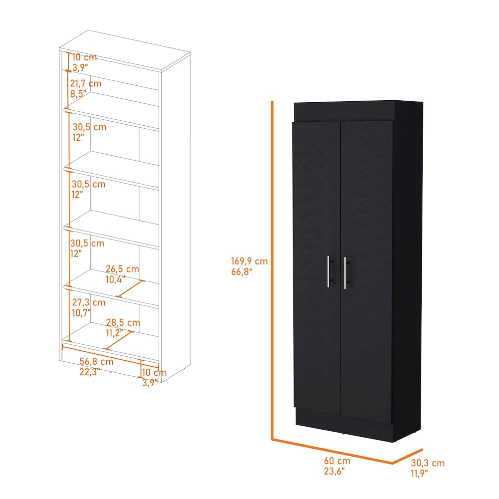 Dawson Pantry Cabinet with Sleek 5-Shelf Storage ,Wenge. Picture 2