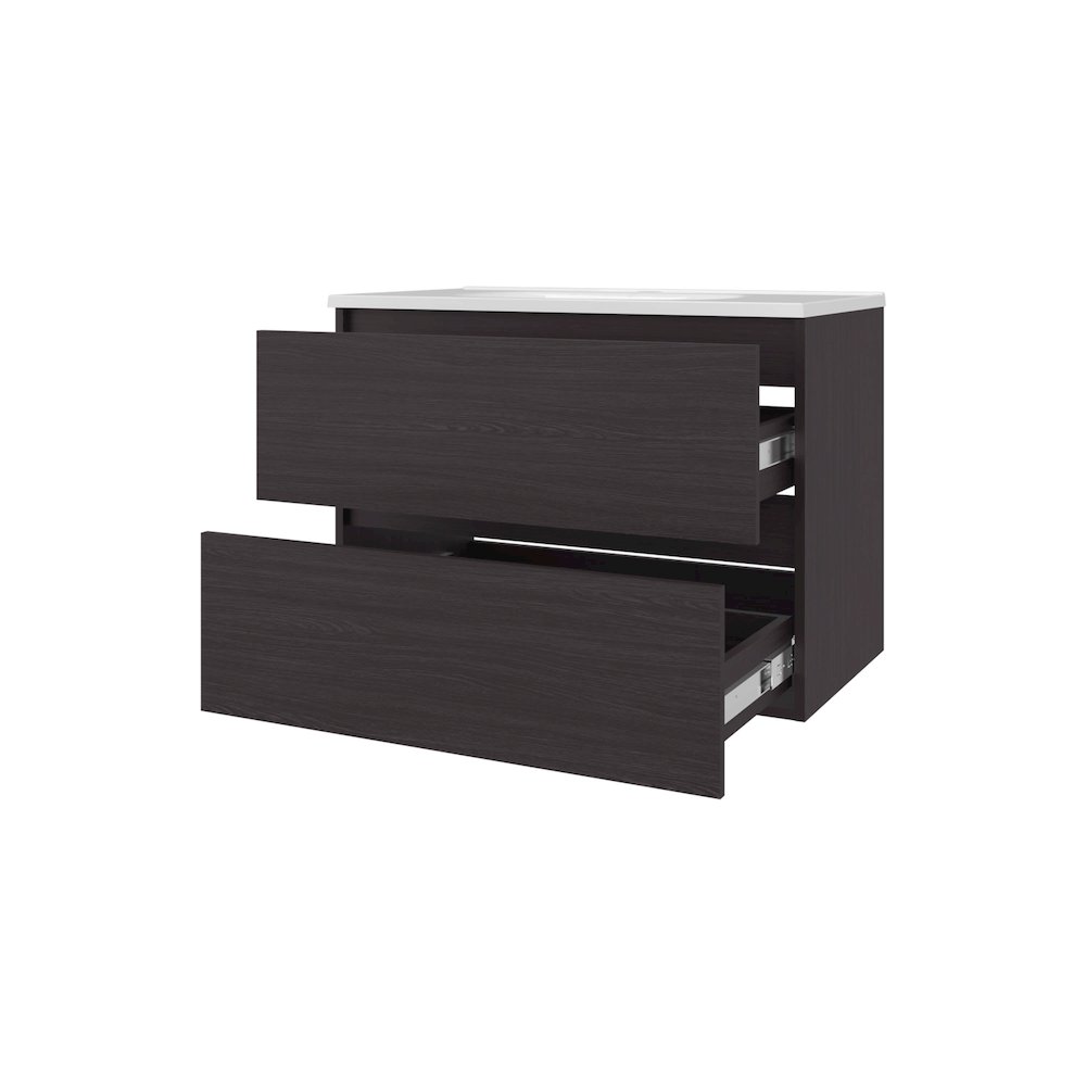 Smoot Floating Vanity with Two Drawers and Sink, Wengue. Picture 6