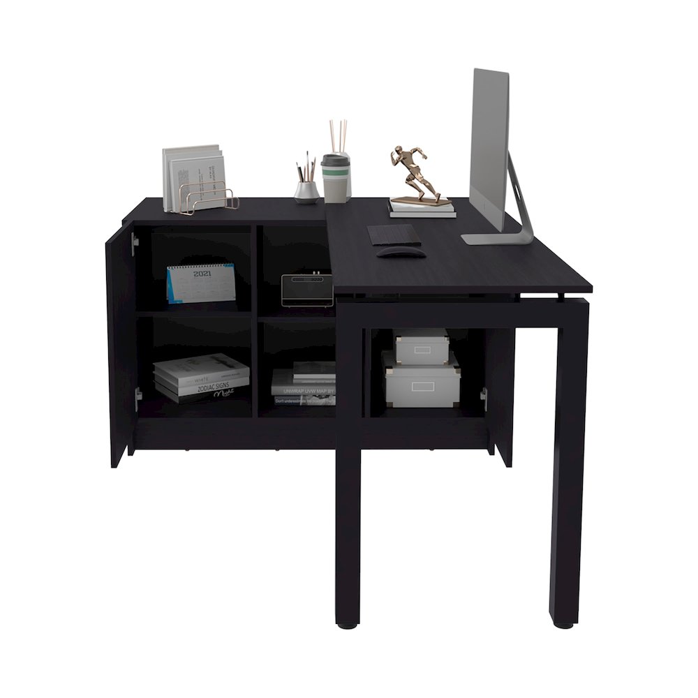 Elfrida Desk, Two Open Storage Shelves, White. Picture 6