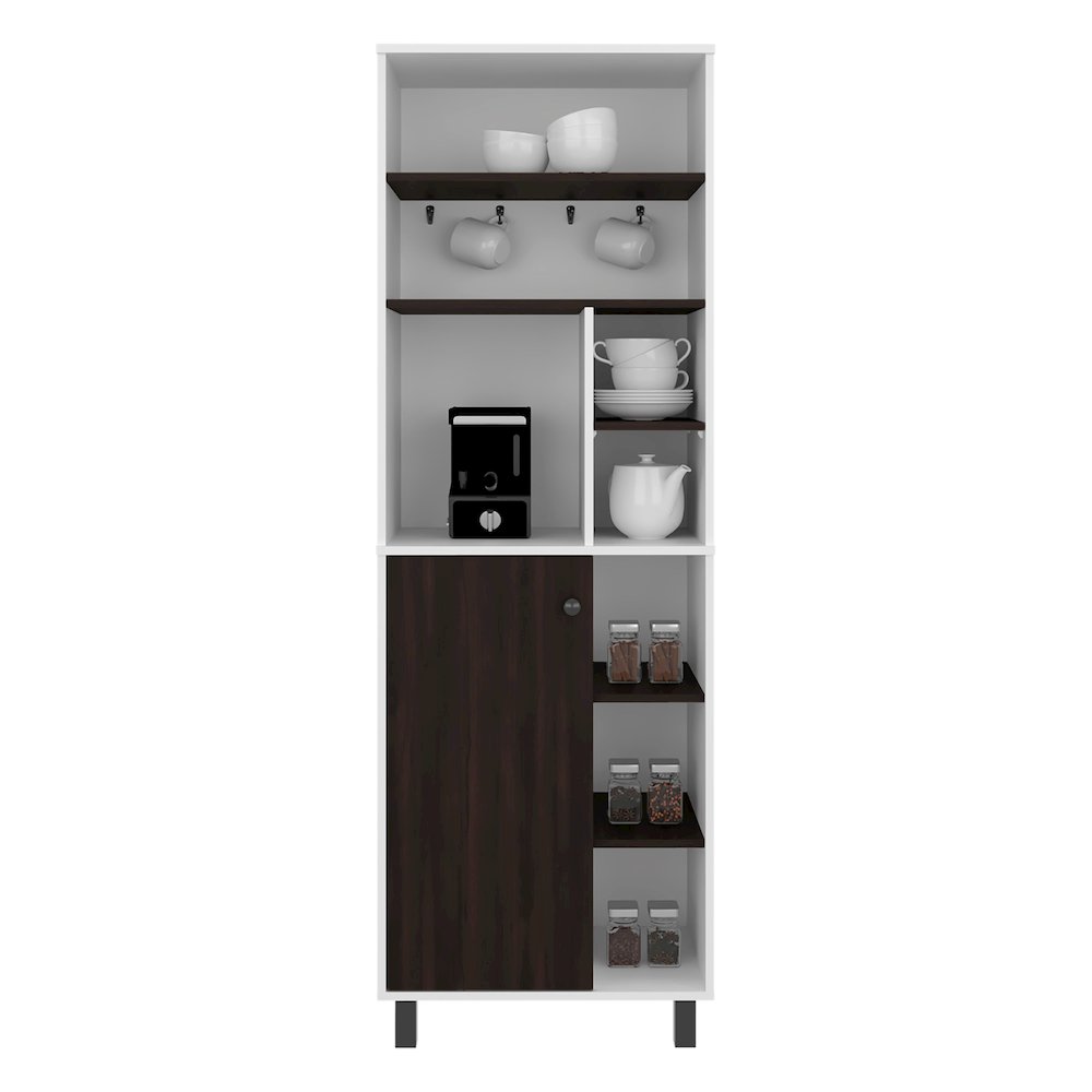 Modern Coffee Station Cabinet with Shelves Hooks and Functional Kitchen Storage. Picture 5