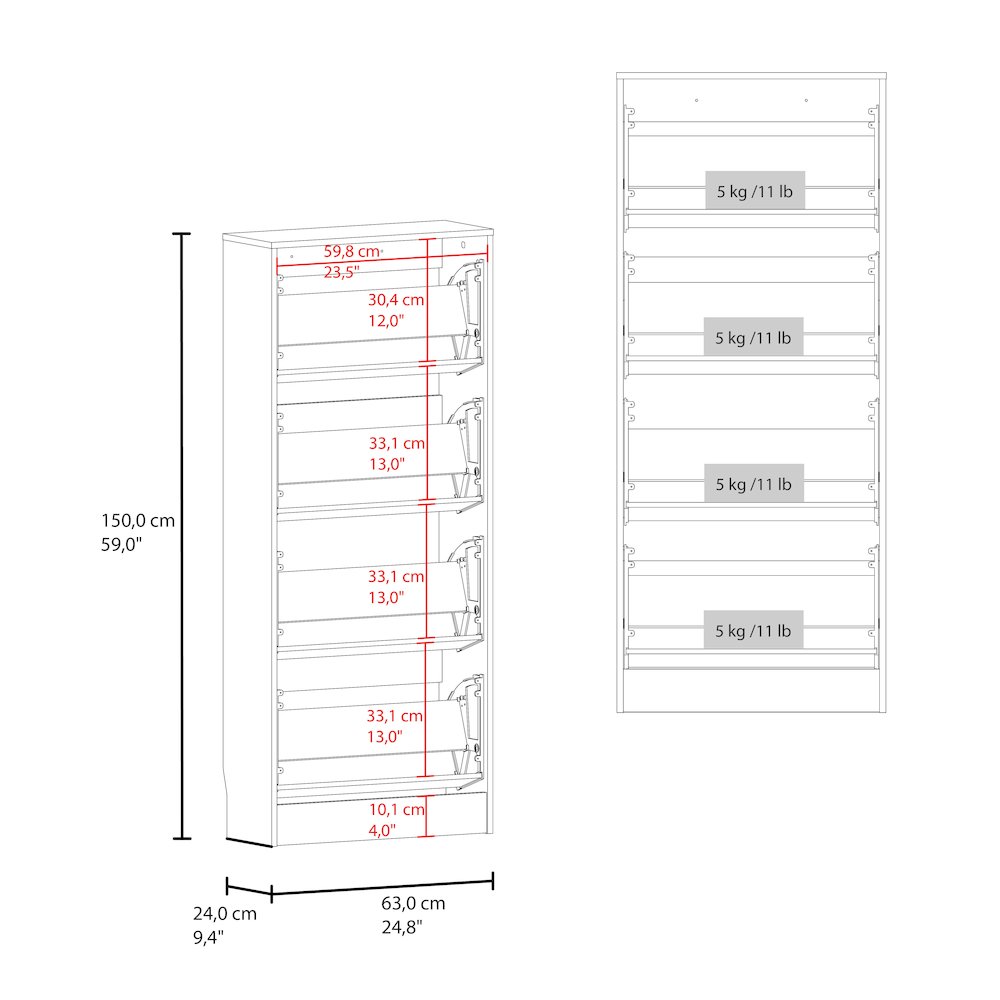 INOLA Vertical Shoe Cabinet with Doors for Home Organization, WENGUE. Picture 3