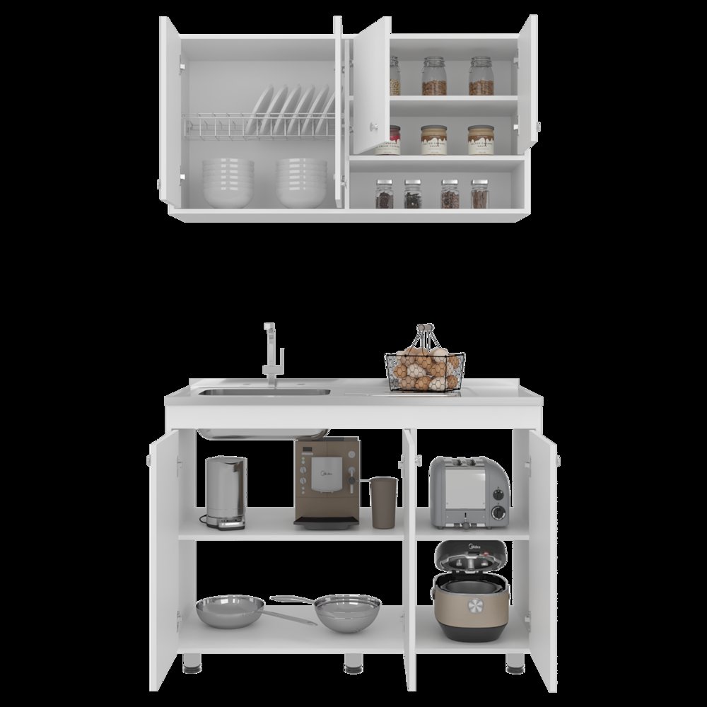 NAPOLEON Kitchen Furniture Set with Dishwasher and Upper Storage, White. Picture 5