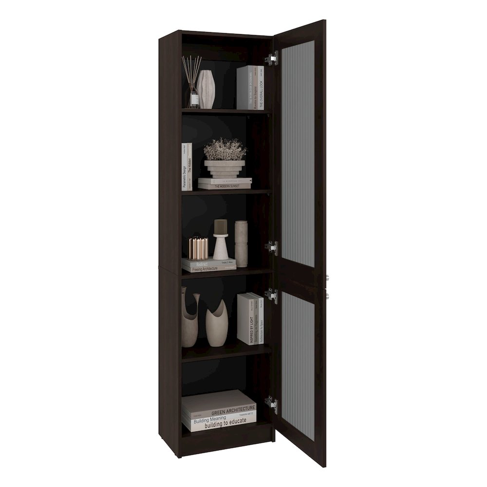 Modern Storage Cabinet with 5 Shelves and Glass Front, Minimalist Design. Picture 5