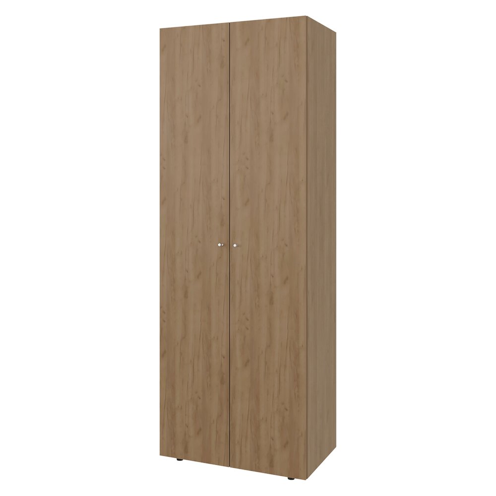 Basin  2-Door Tall Wardrobe Cabinet 66.9"H,  Bedroom, Natural Oak. Picture 1