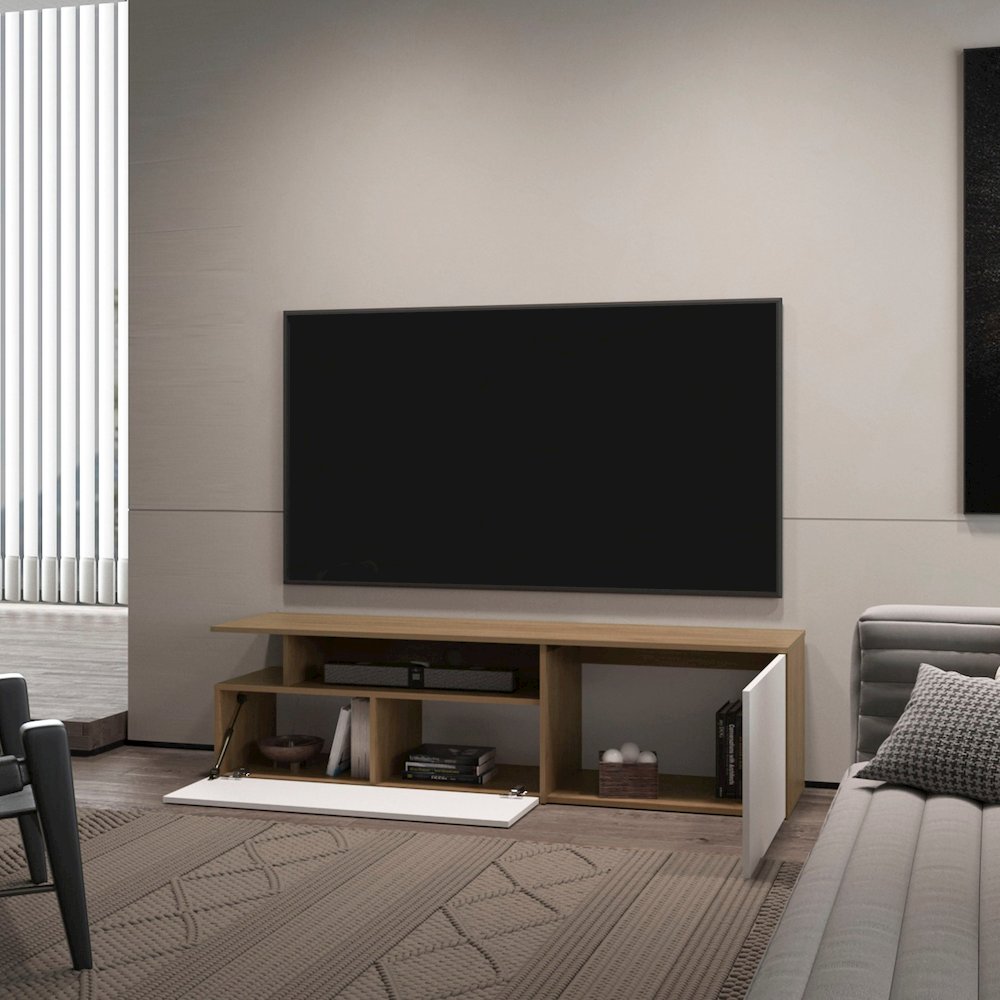Dilkon TV Stand with Drop-Down Door, Hinged Door. Picture 3