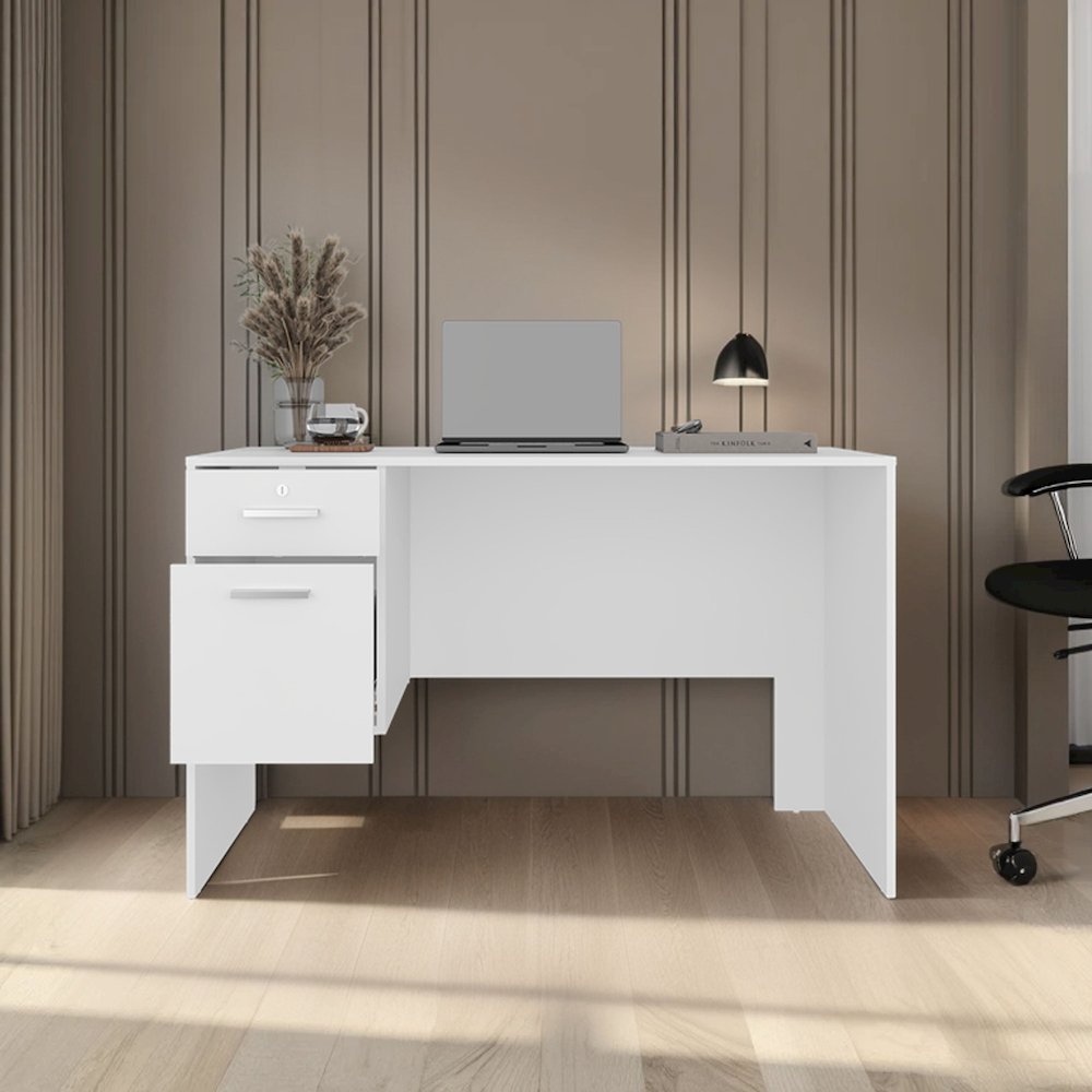 Magia Desk, 2 Drawers (1 Lockable), Modern Design, White Finish, Home Office. Picture 7