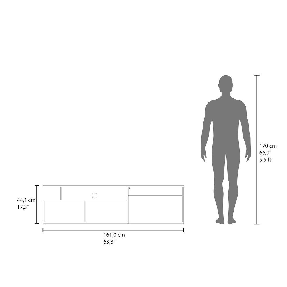 Dilkon TV Stand with Drop-Down Door, Hinged Door. Picture 7