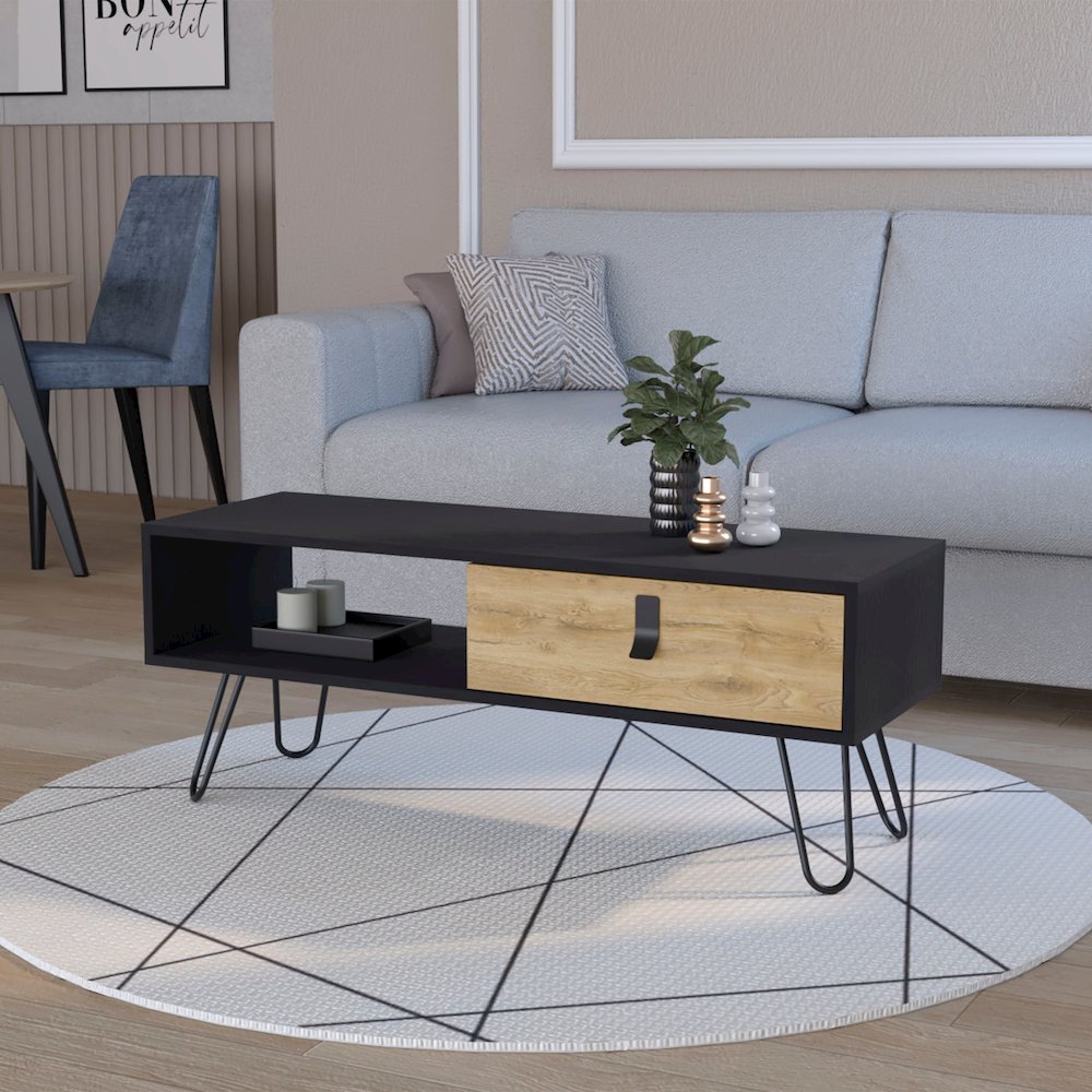 Kimball Coffee Table with Drawer and Hairpin Legs. Picture 7