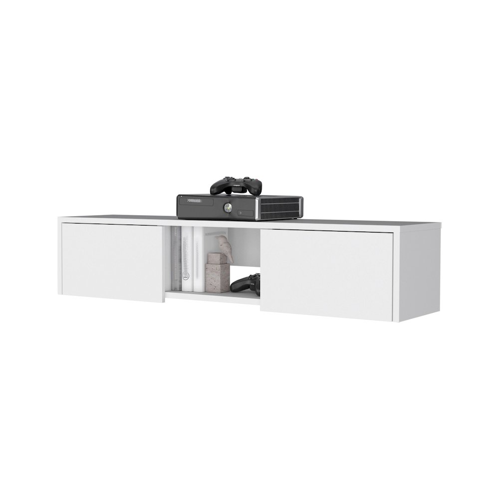 Tabor Floating TV Stand, Wall Unit with 2 Doors and Open Shelf. Picture 4