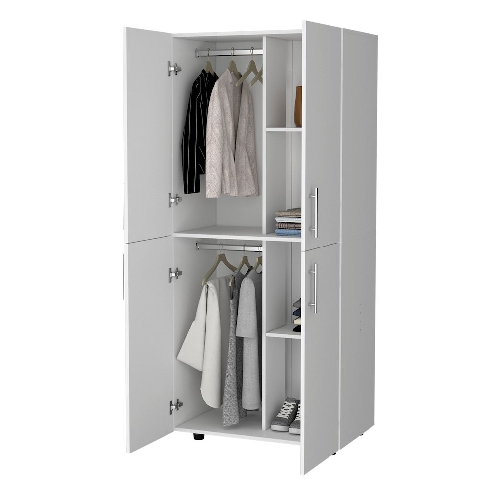 Hazel Armoire in melamine with 2 doors , 4 shelves and 2 clothes hanging bar. Picture 6