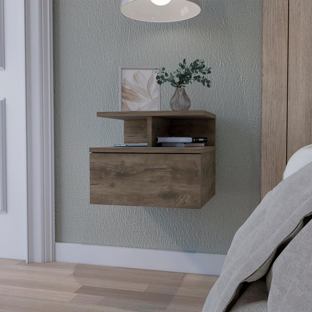 Augusta Floating Nightstand with 2-Tier Shelf and 1-Drawer. Picture 4