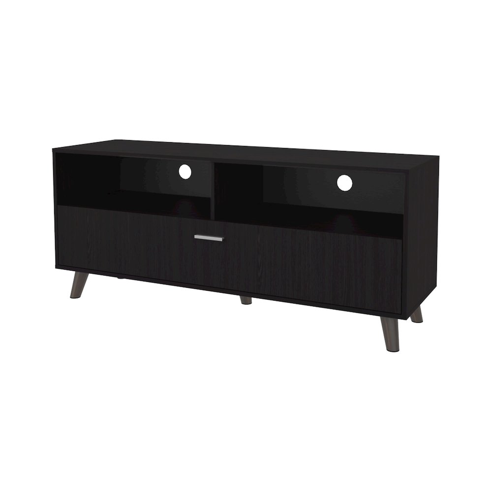 Wenge City Tv Stand 60" with Open Storage and 1 Door, Wengue. Picture 1