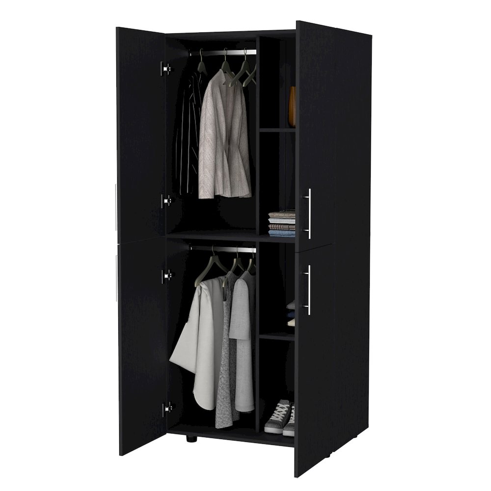 Hazel Armoire in melamine with 2 doors , 4 shelves and 2 clothes hanging bar. Picture 6