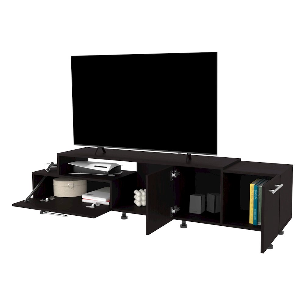 Drop-Down Door, Adjustable Legs, Open Storage, and Two Side Cabinets, Wengue. Picture 5