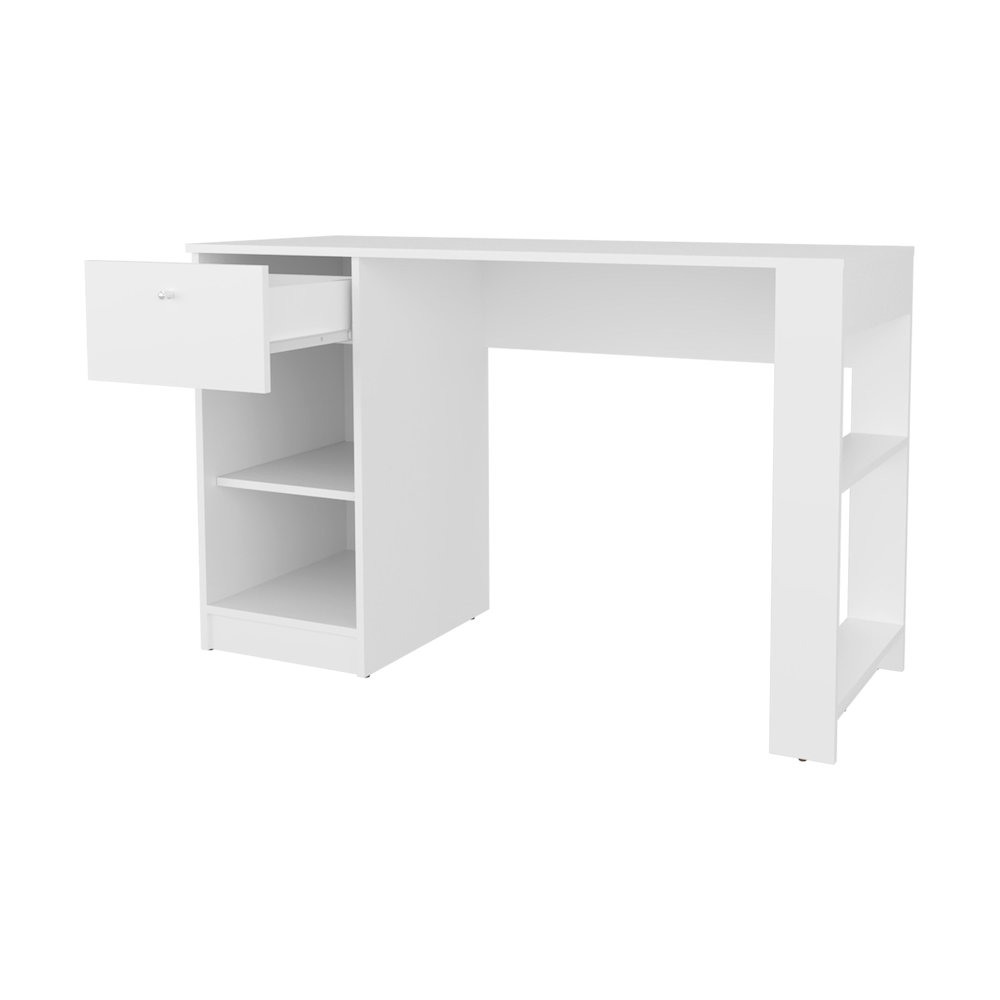Sun City Computer Desk with a Drawer and Open Storage, White. Picture 7