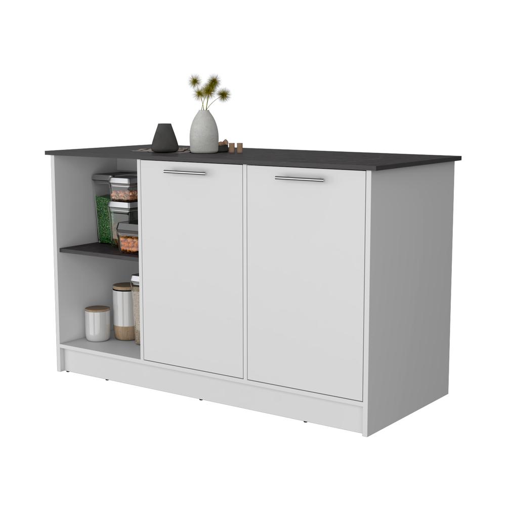 Mercury Kitchen Island with spacious Countertop, Double Door Cabinets. Picture 6